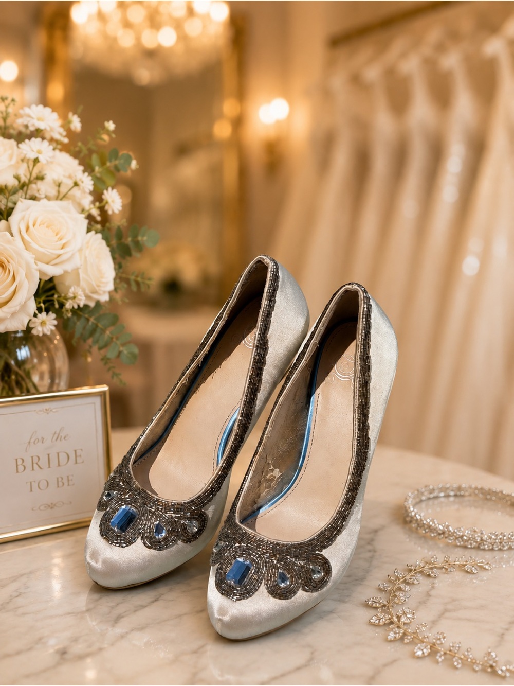 Cinderella Glass Slippers Bridal Wedding Beaded Sequin Heels Embellished Jewel